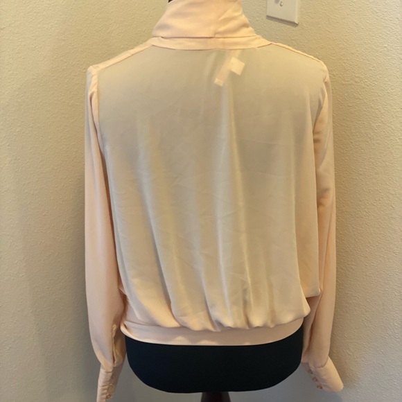 Boston Proper Drape Front Wrap Blouse Plunge Neck Top Peach Biscotti 8 $79 - Picture 7 of 7